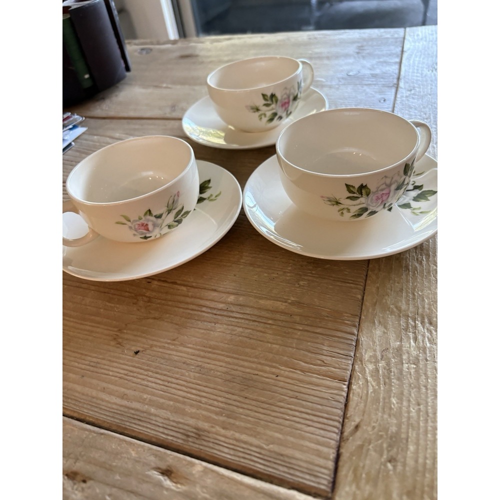 Set of 3 Crooksville China Company Cup and Saucer Sets Delmar Marie MINT